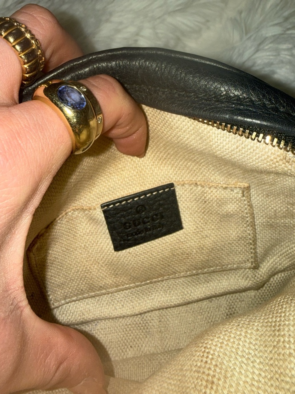 Gucci Black Pebbled Leather Crossbody with Tassel and Chain - Picture 6 of 6